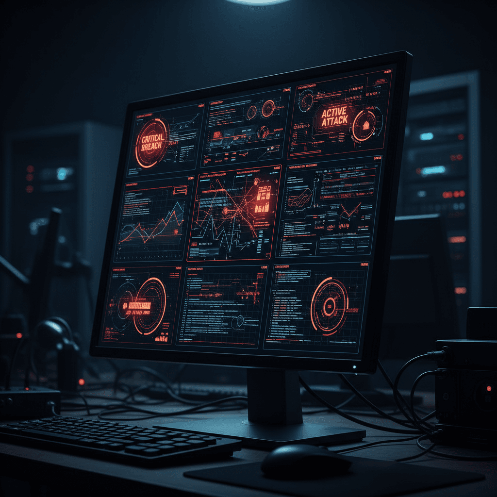 Security monitoring dashboard with threat alerts