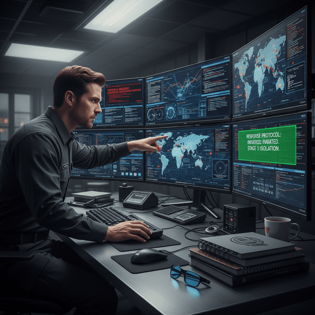 IT security professional responding to incident